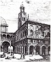 Padova-Il palazzo del Comune col Volto della Corda ed uno scorcio del Salone nell'800.(incisione di G.Zaccaria) (Adriano Danieli)